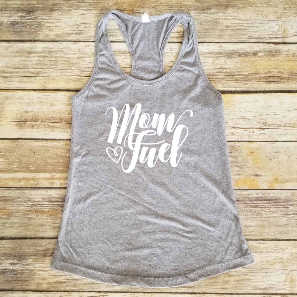 Funny Mom Fuel Tank – Women’s Gray Racerback Motherhood Shirt - Picture 2 of 3